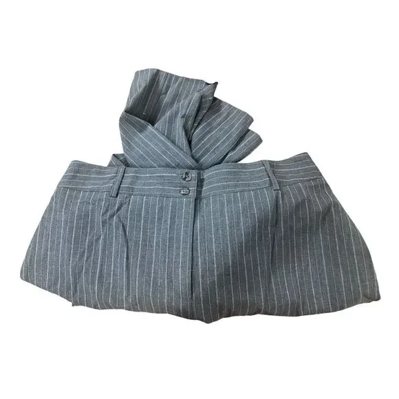 Chicos Womens Pants Gray Pinstriped Wide Leg Palazzo Size‎ 2.5 R - Picture 5 of 6